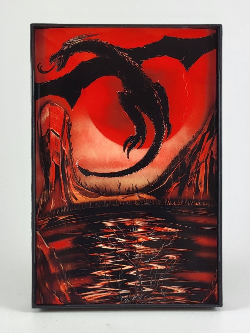 "Dragon's Ascent" Mythical Wildlife Art-4x6 Black Frame Decor